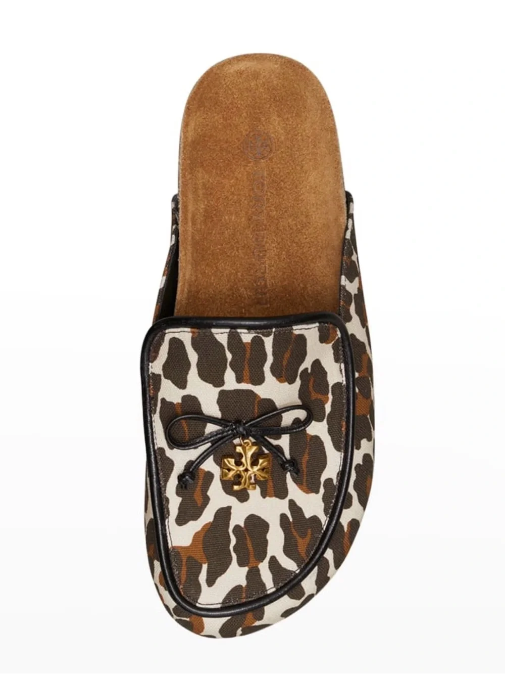 Tory Burch Leo Charm Leopard Print Slip-On Mules with Gold Accent 10M